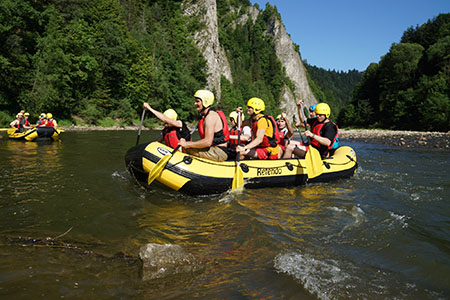 Rafting Poland in beautiful Dunajec Gorge, with 300 m a.s.l. limestones peaks.